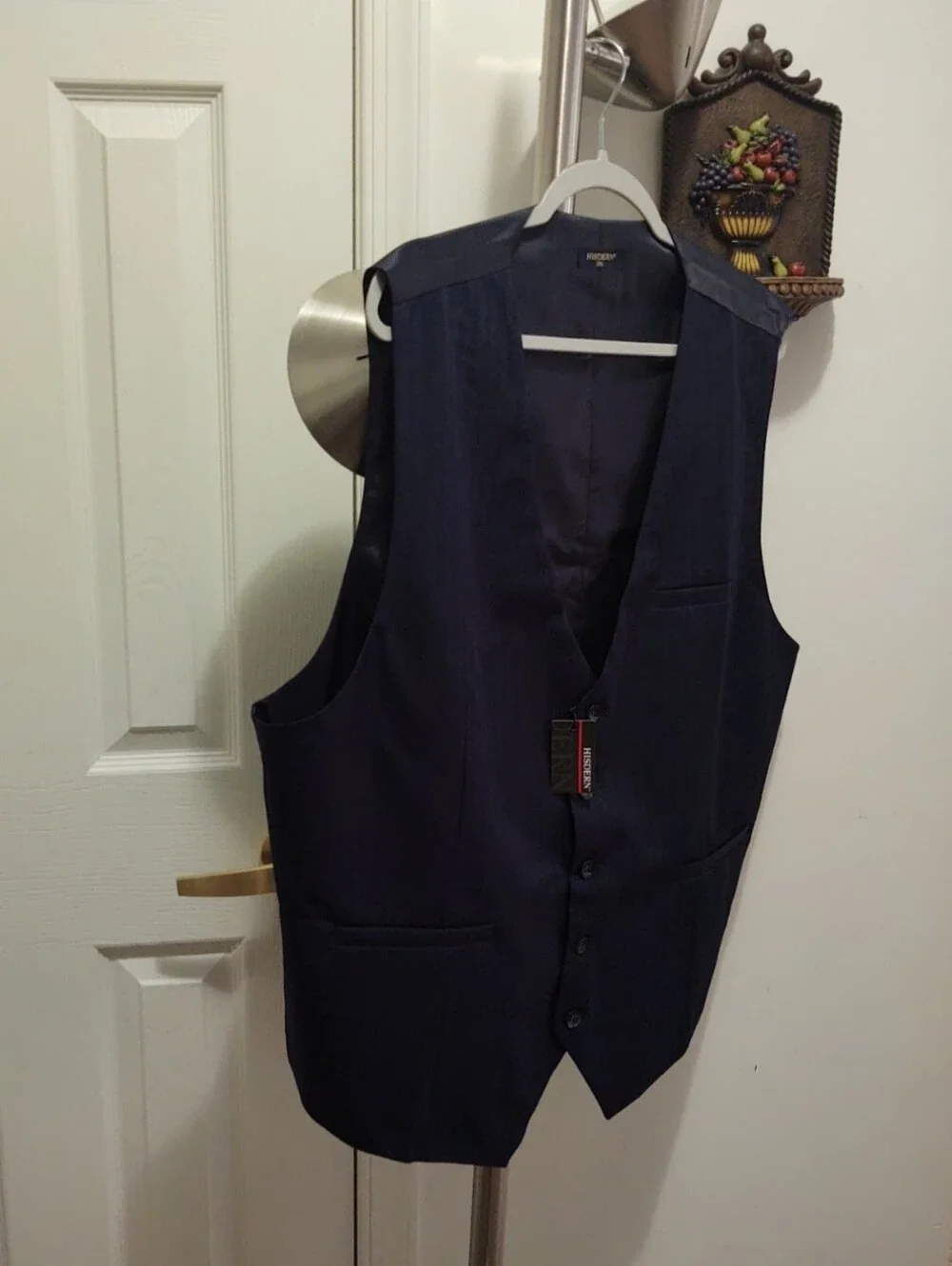 Hisdern Men's Navy Dress Vest - Classic Formal Waistcoat 3XL NWT